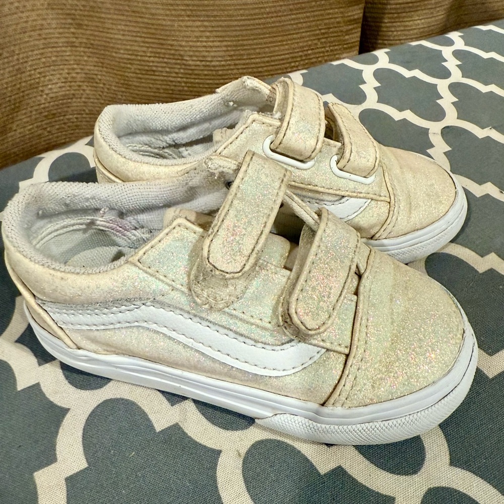 Vans Glittery Cream Kids Shoes